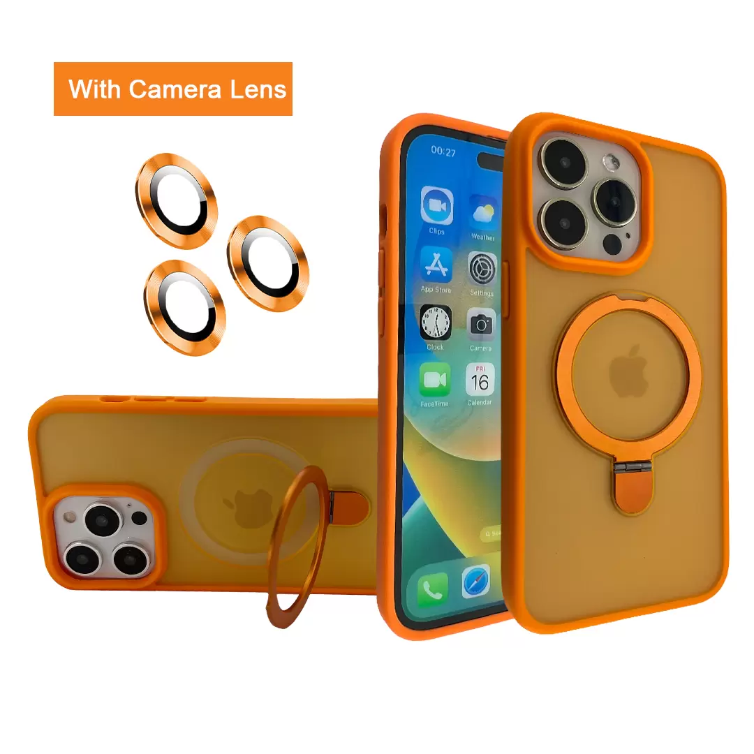 iPhone 15/iPhone 14/iPhone 13 MagSafe Cam Smoke Kickstand Orange